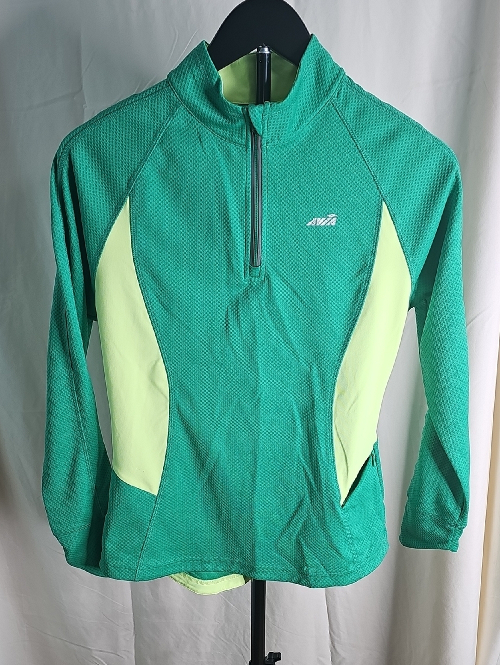 Avia Girls Teal and Lime Half-Zip Athletic Pullover